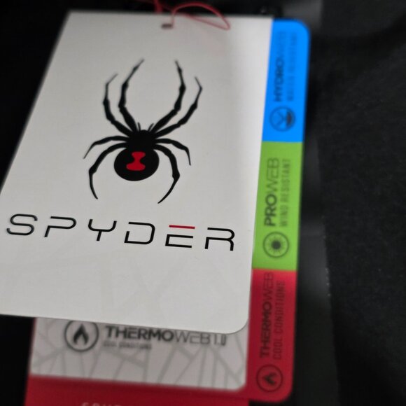 NWT Spyder Black Zip Jacket Hood, Water & Wind Resistent Termoweb Thumb Hole S/P - Picture 15 of 16